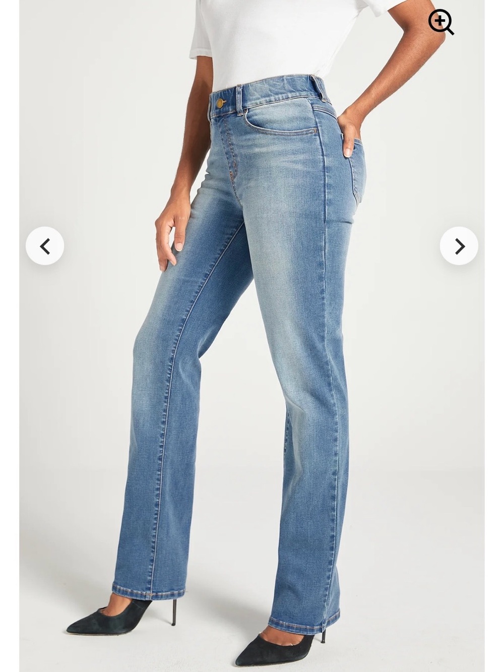 BETABRAND STRAIGHT LEG
4-POCKET YOGA PULL-ON DENIM JEANS LIGHT WASH NEW SzXL